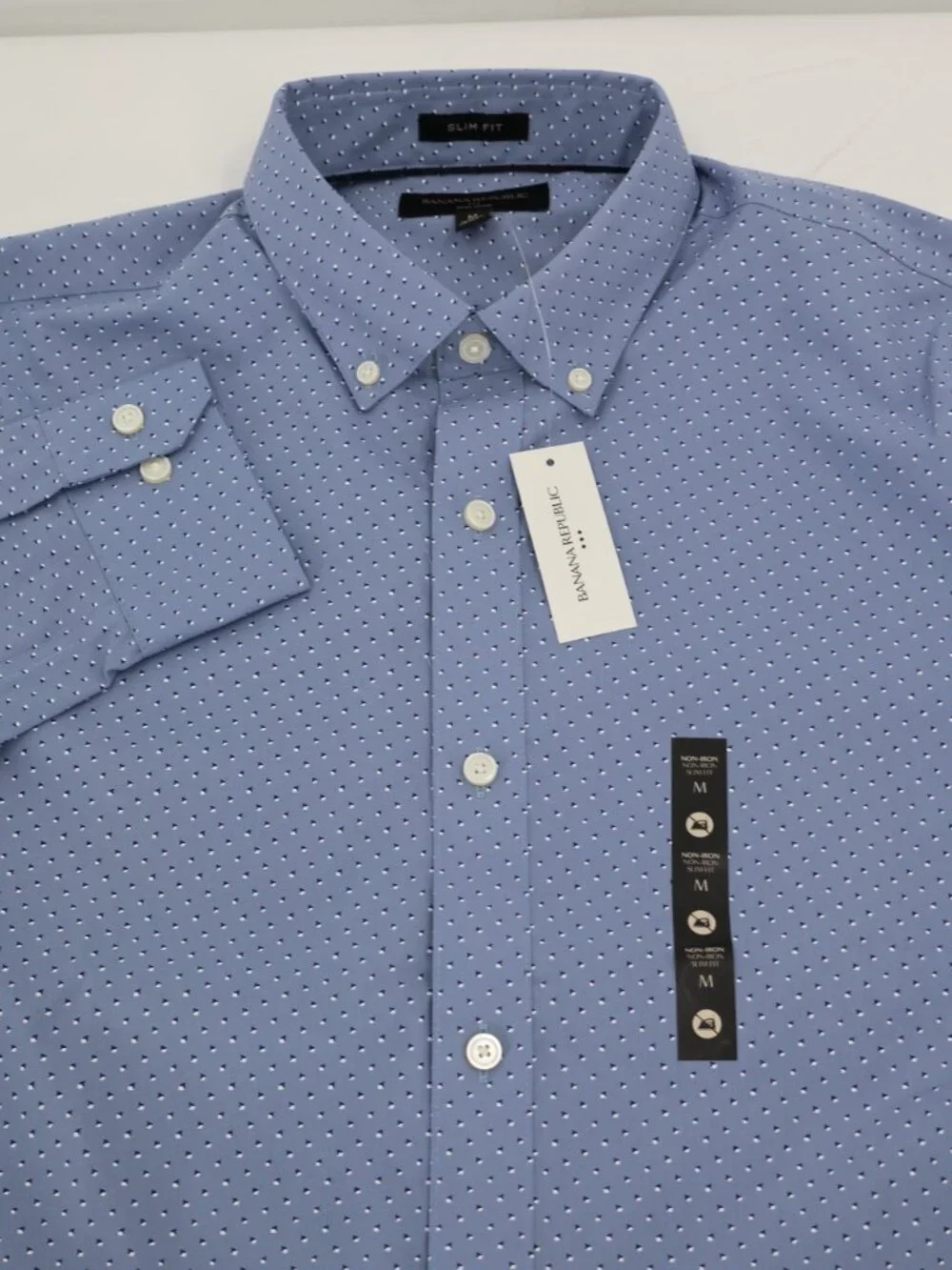 NWT Banana republic shirt Mens medium non iron long sleeve button up slim cotton